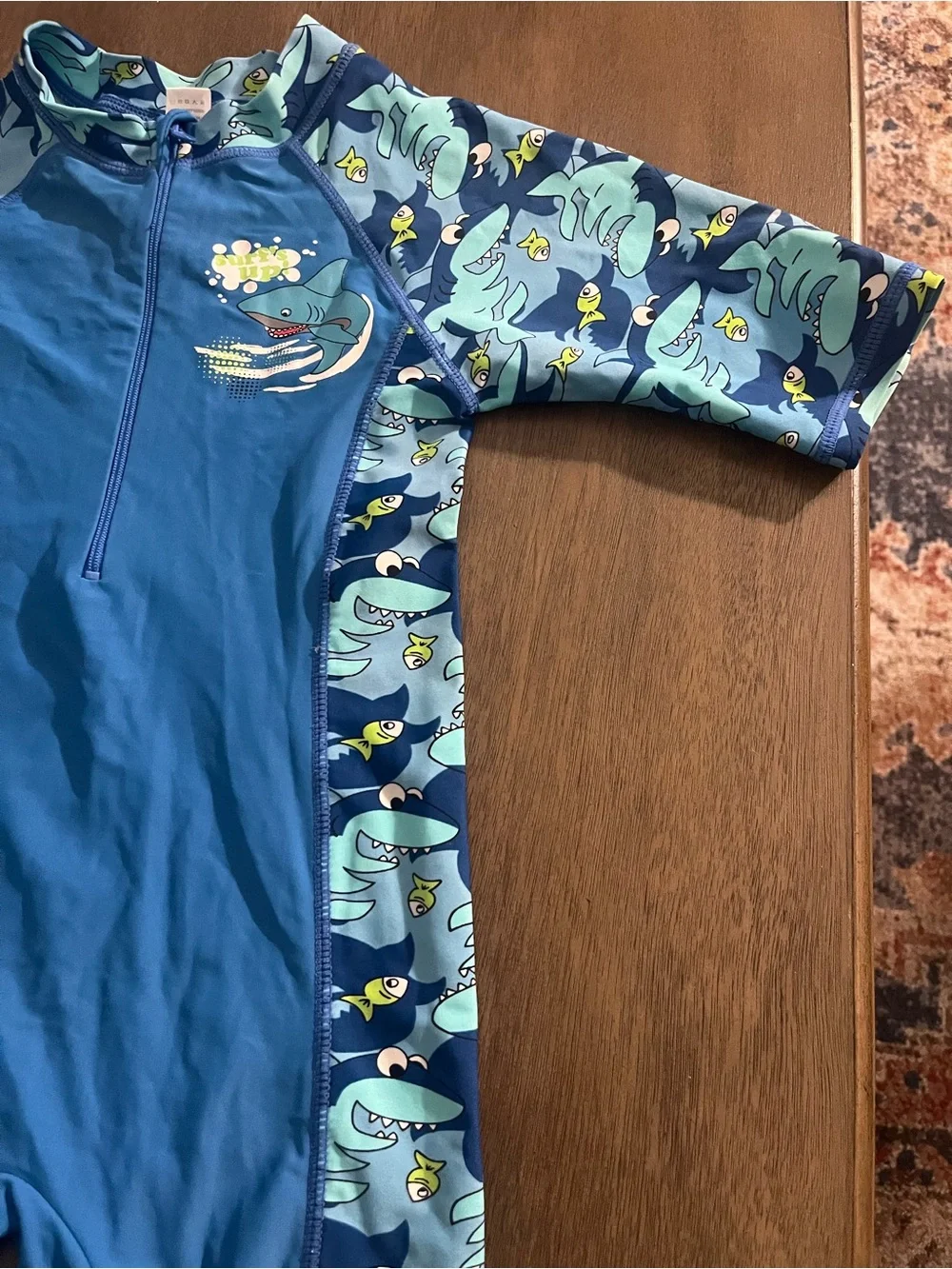 Toddler Shark Print UV Swimsuit 2T – Blue One Piece Swimwear